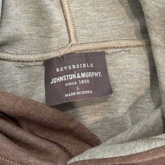 Johnston & Murphy Hoodie Reversible Pullover Brown Oatmeal Mens Large Casual - Picture 4 of 8
